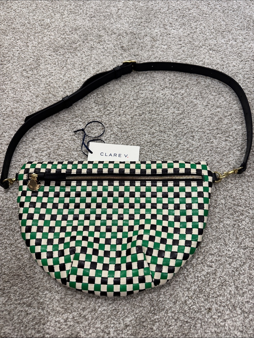 Clare V Green & Black Checker woven grande fanny-Sold out!